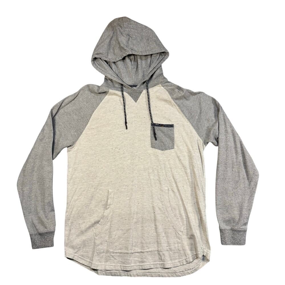 Rip Curl Men’s Gray Lightweight Hoodie Raglan Sleeve 100% Cotton Pullover- Large